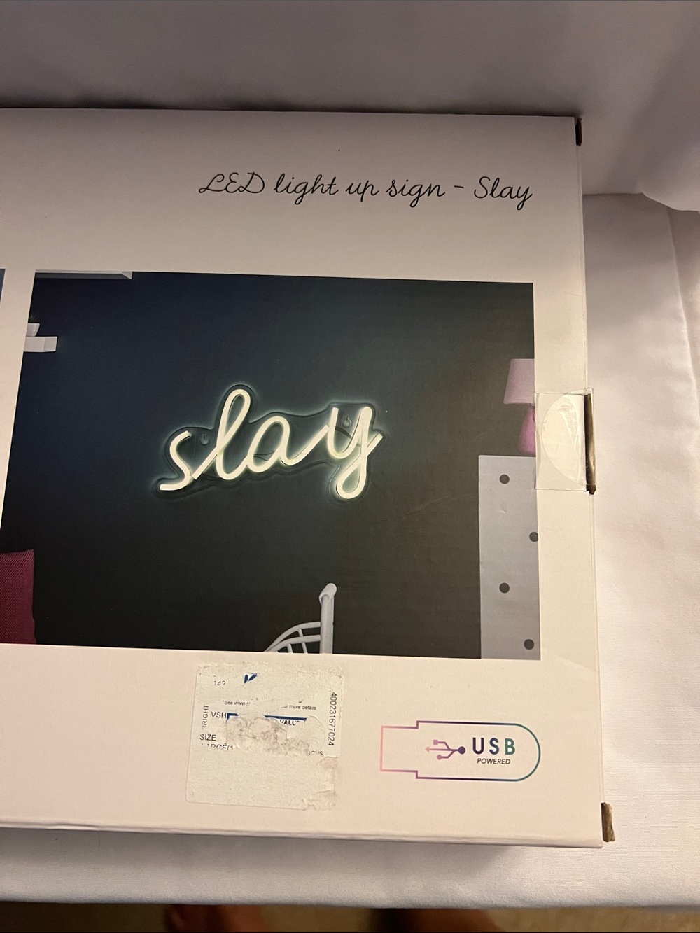 White 'Slay' LED Script Wall Light - Picture 4 of 7